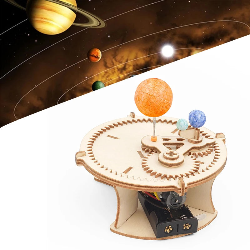 Solar System Astronomy Sun Earth Moon Planet Model DIY Wooden Puzzle Mechanical Kit Science Stem Educational Toys for Children